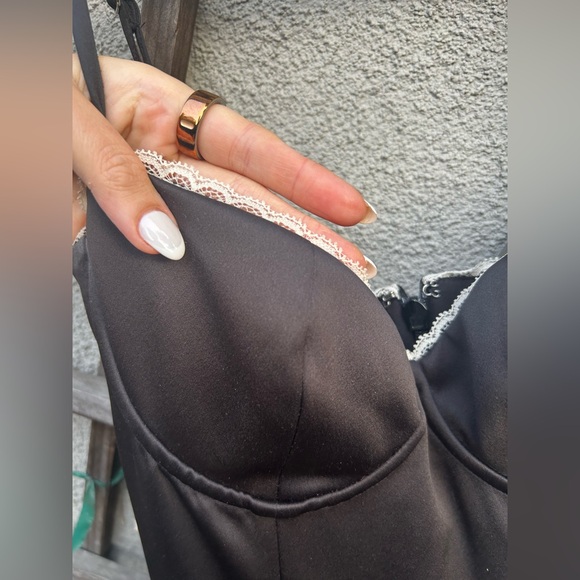 House of CB 'Mademoiselle' Black Satin Tulle Midi Dress - Picture 8 of 16